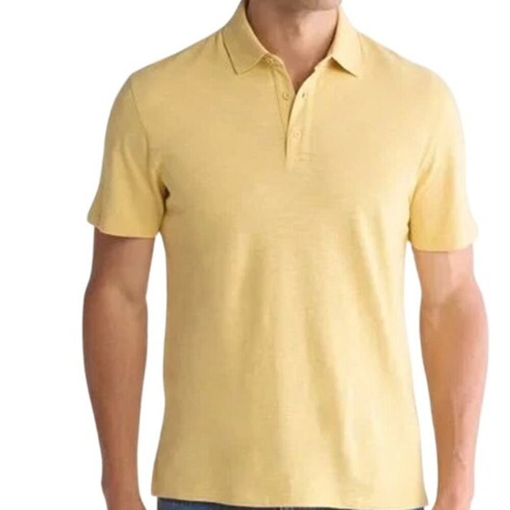 Vince Slub Cotton Polo Shirt Men XL Short Sleeves Yellow